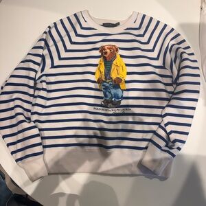 Polo by Ralph Lauren Men's Striped Bear Sweater - Blue and White